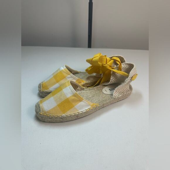 Soludos | Lauren Espadrilles Plaid Marigold Ankle Wrap Ties Jute NWOB - Picture 7 of 10